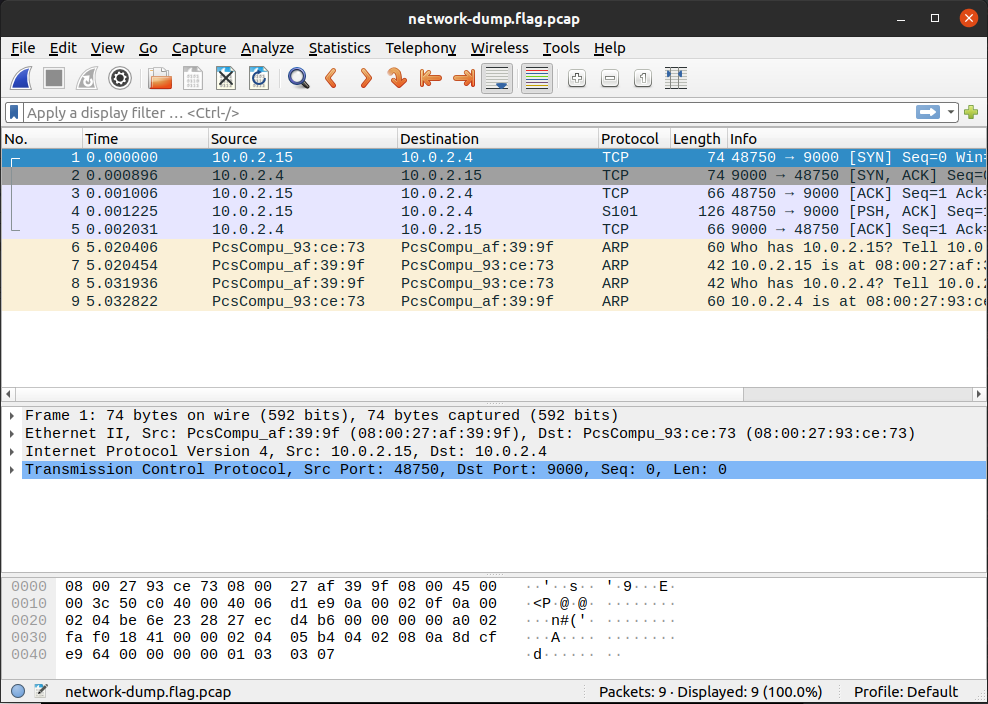 for 1 open wireshark